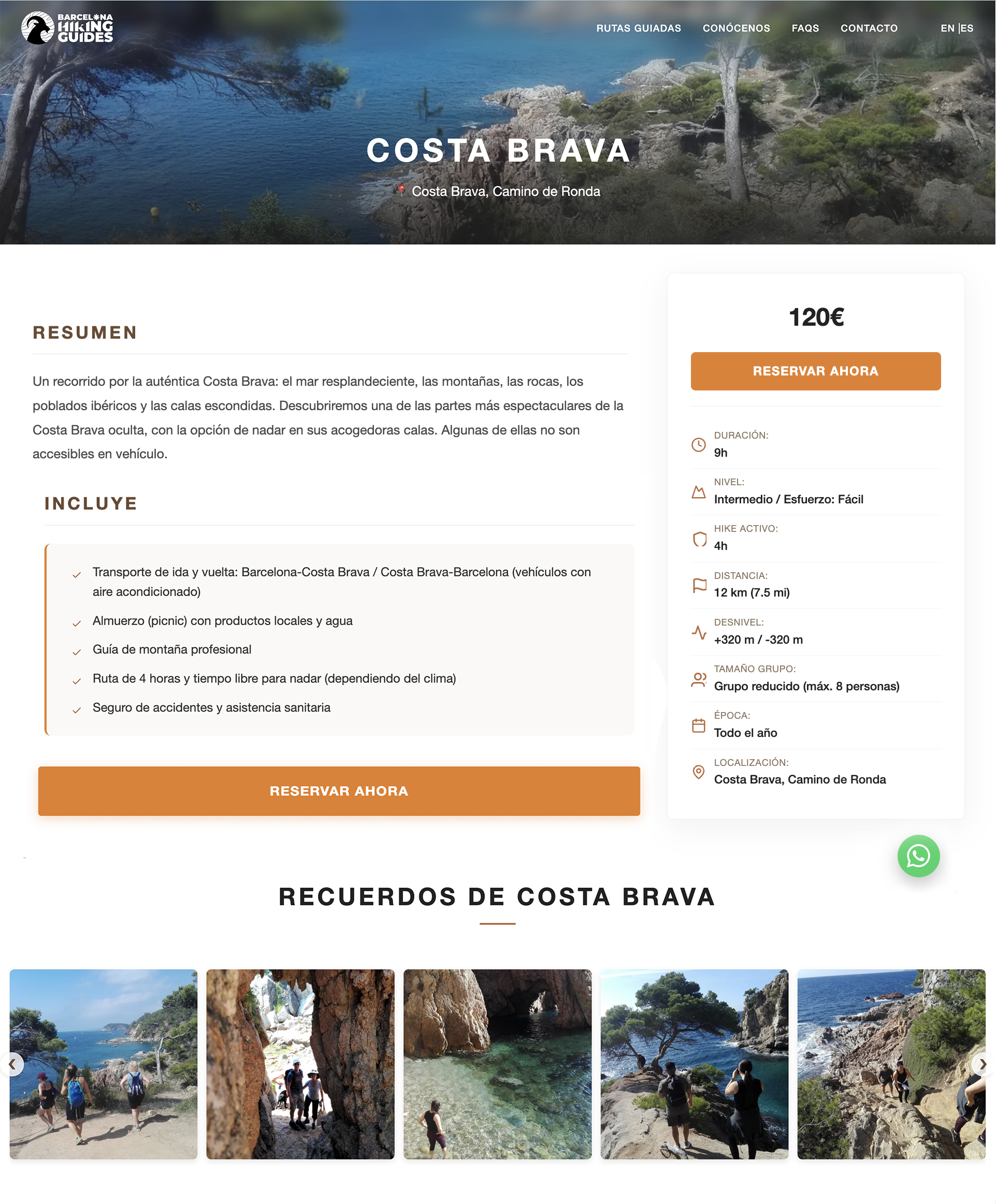 Ficha de ruta Costa Brava en Barcelona Hiking Guides